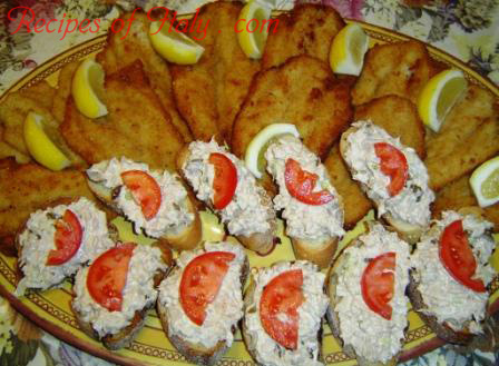 Fried Whiting Fillets with Tuna Crostini Photo