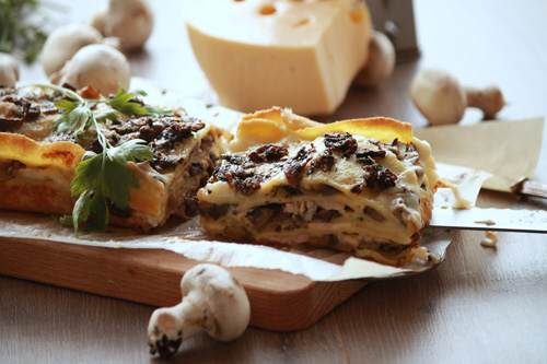 Lasagna with Ham, Cheese and Mushrooms Photo