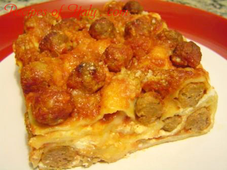 Lasagna with Small Meat Balls Photo