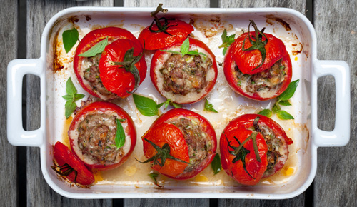 Stuffed Tomatoes with Sausage and Provolone Cheese Photo