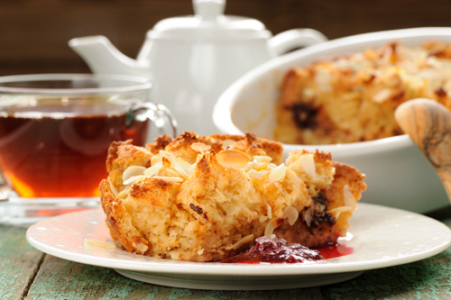 Panettone Bread Pudding with Apples and Mixed Berry Sauce Photo